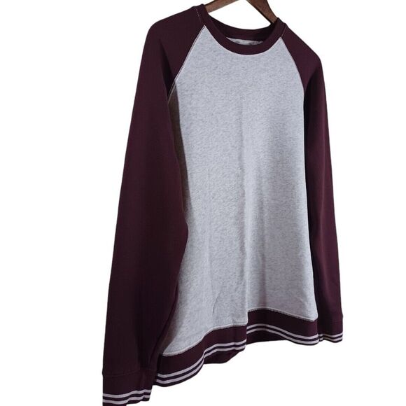 Old Navy Sweatshirt Grey Purple Women’s Sz Large Long Sleeve Striped Cuff & Hem - Picture 3 of 9